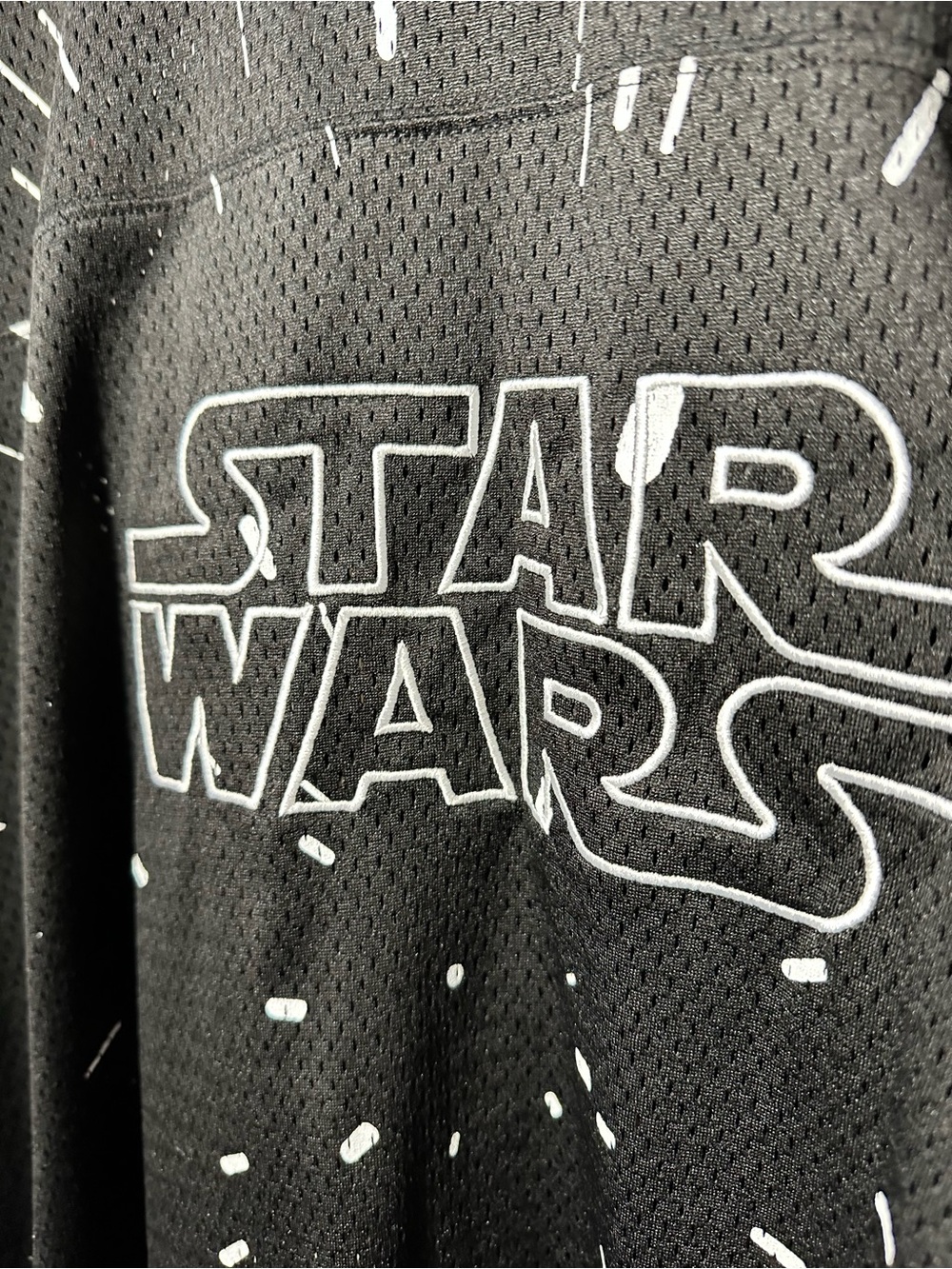 Star Wars Black Graphic Mesh Jersey Top with White Splash Print - Picture 4 of 11